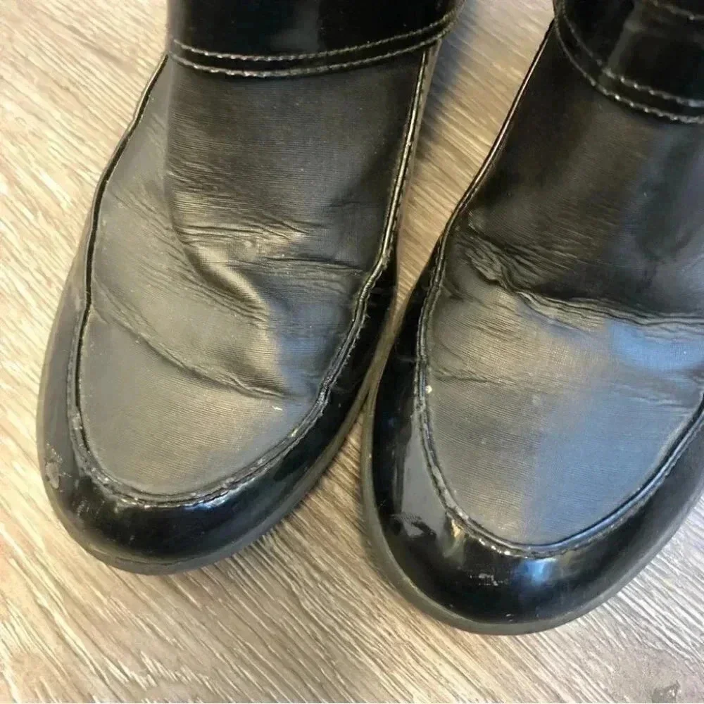 Anne Klein Sport Wedge Heel Snow Boots Black Vegan Patent Leather: 8M